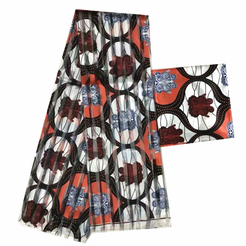 Африканская шелковая ткань для платья африканская из органзы Шелковый узор