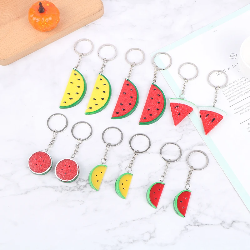 2pcs Cute Fruit Key Rings Apple Watermelon Kiwi Keychain For Women Bag Pendant Promotional Gifts | Украшения и аксессуары