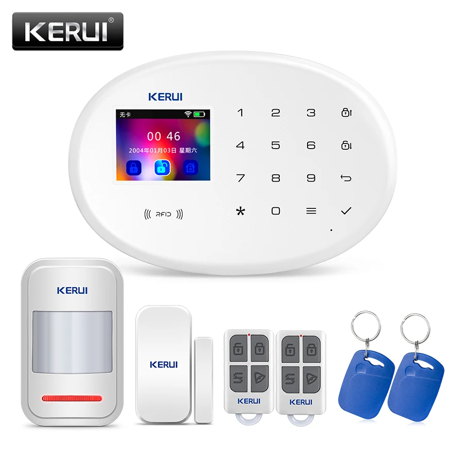 KERUI W20 WIFI GSM домашняя система охранной сигнализации 6 языков переключаемая RFID