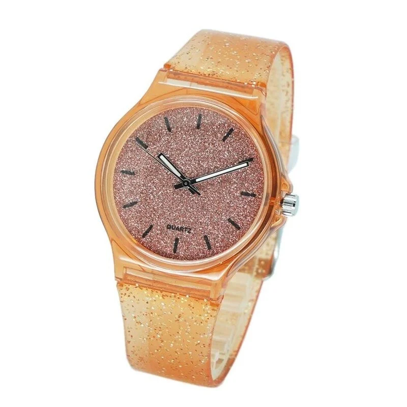 Силиконовые прозрачные блестящие женские часы с пластиковым ремешком лидер