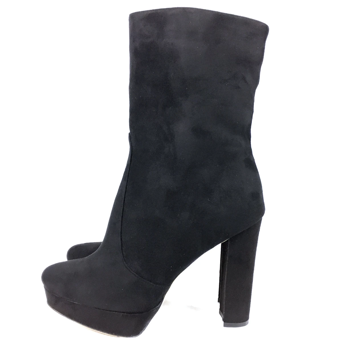 Женские ботильоны на платформе и высоком каблуке черные ботинки из