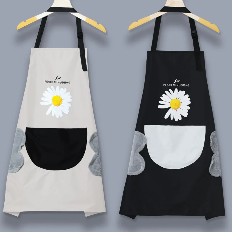 

Home kitchen daisy apron polyester waterproof and oil-proof hand-wiping apron modern simple fashion ladies waist