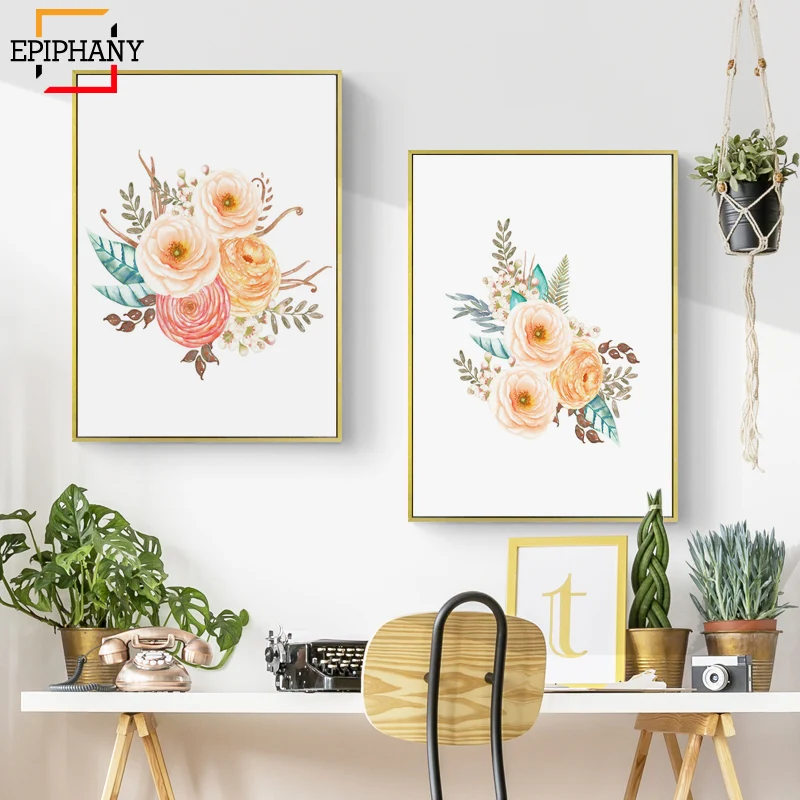 Настенная картина для детской комнаты Картина на холсте с цветами акварелью