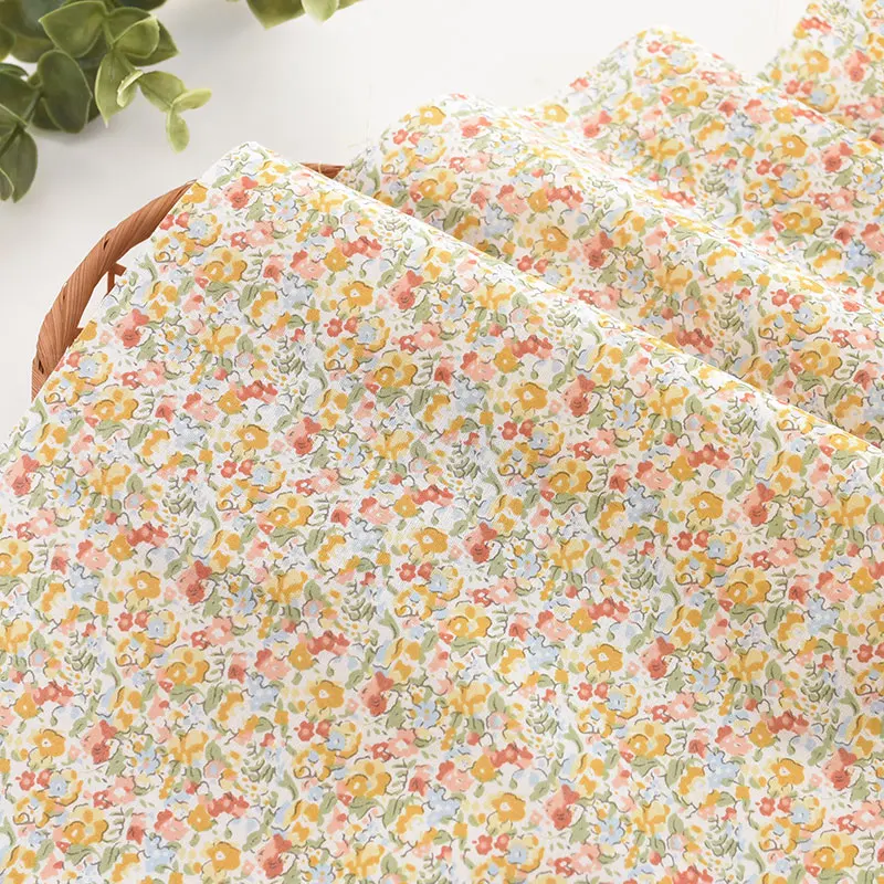 

50*140cm Pure Cotton 100% Fabric Children Plants Flower Pattern Printed Cloth Floral Brocade Fabrics By The Meter for Sewing