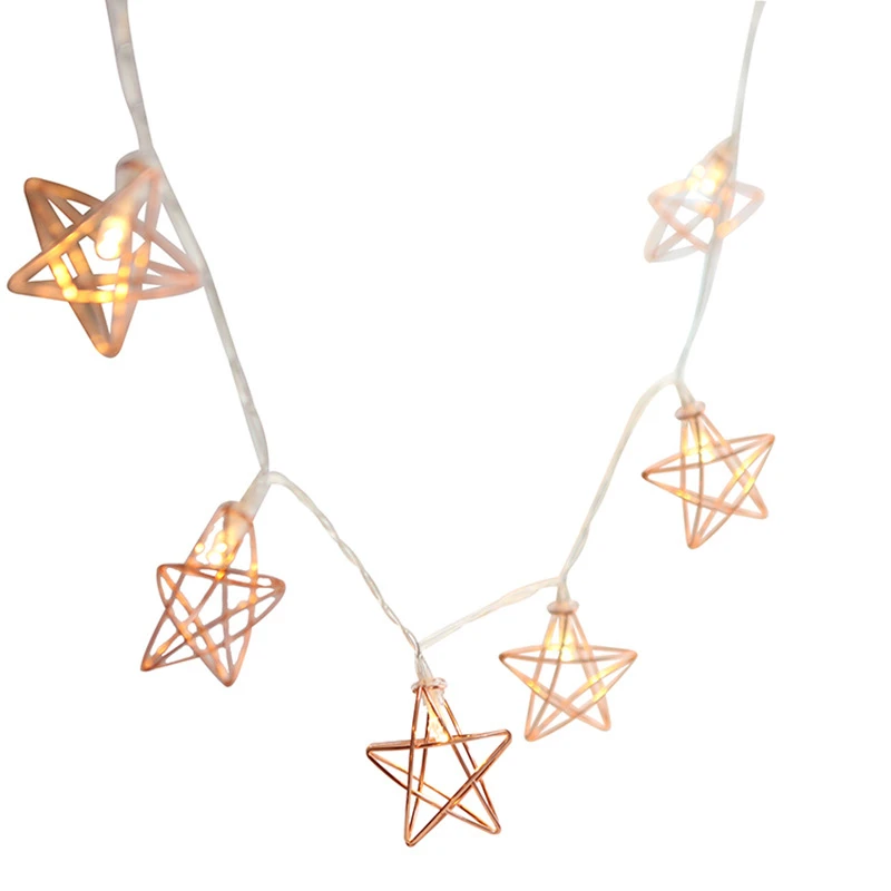 

LED Lights String Curtain Light Fairy Wedding Decor 3D Star Christmas Lamp Battery Powered Room Decorations Rose Gold xx272