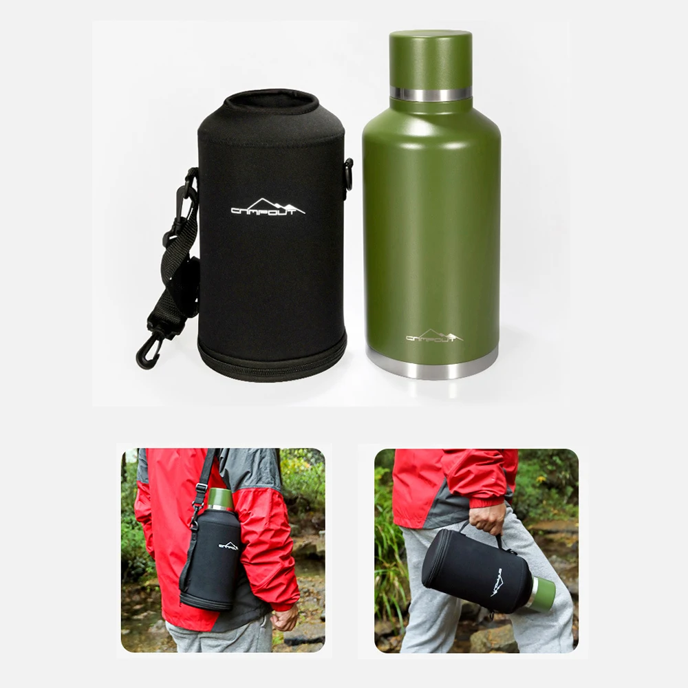 저렴한 캠핑 하이킹 배낭 피크닉에 대 한 운반 가방 주머니와 2L 진공 절연 스테인레스 스틸 물병