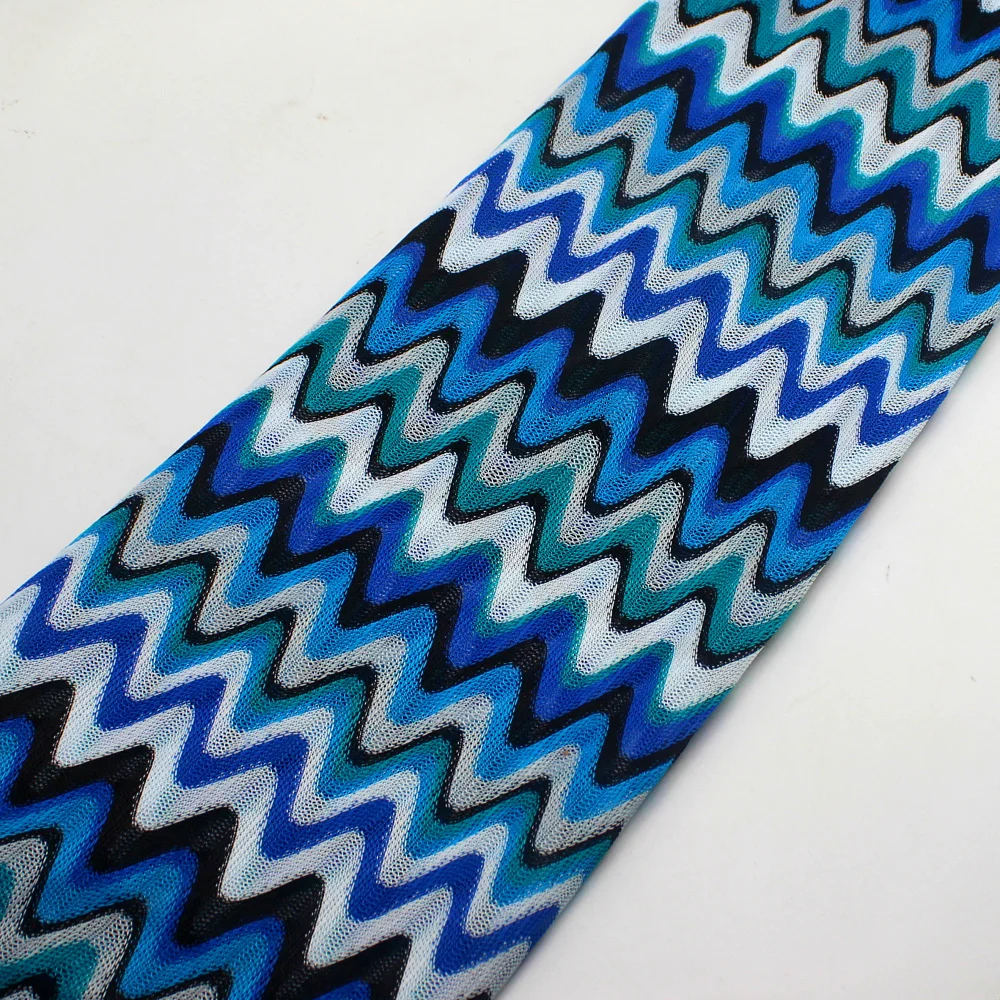 

Zig Zag Lace Fabrics Knitting Blue Wave Strip Lace 1 Meter Crochet Mesh Fabrics For Dress Diy Fashion Cloth 150CM Wide