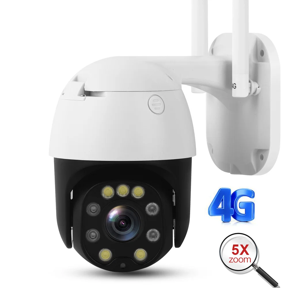 5 МП 2 Беспроводная 4G Wi Fi камера безопасности 1080P HD 5X оптический зум PTZ IP наружная