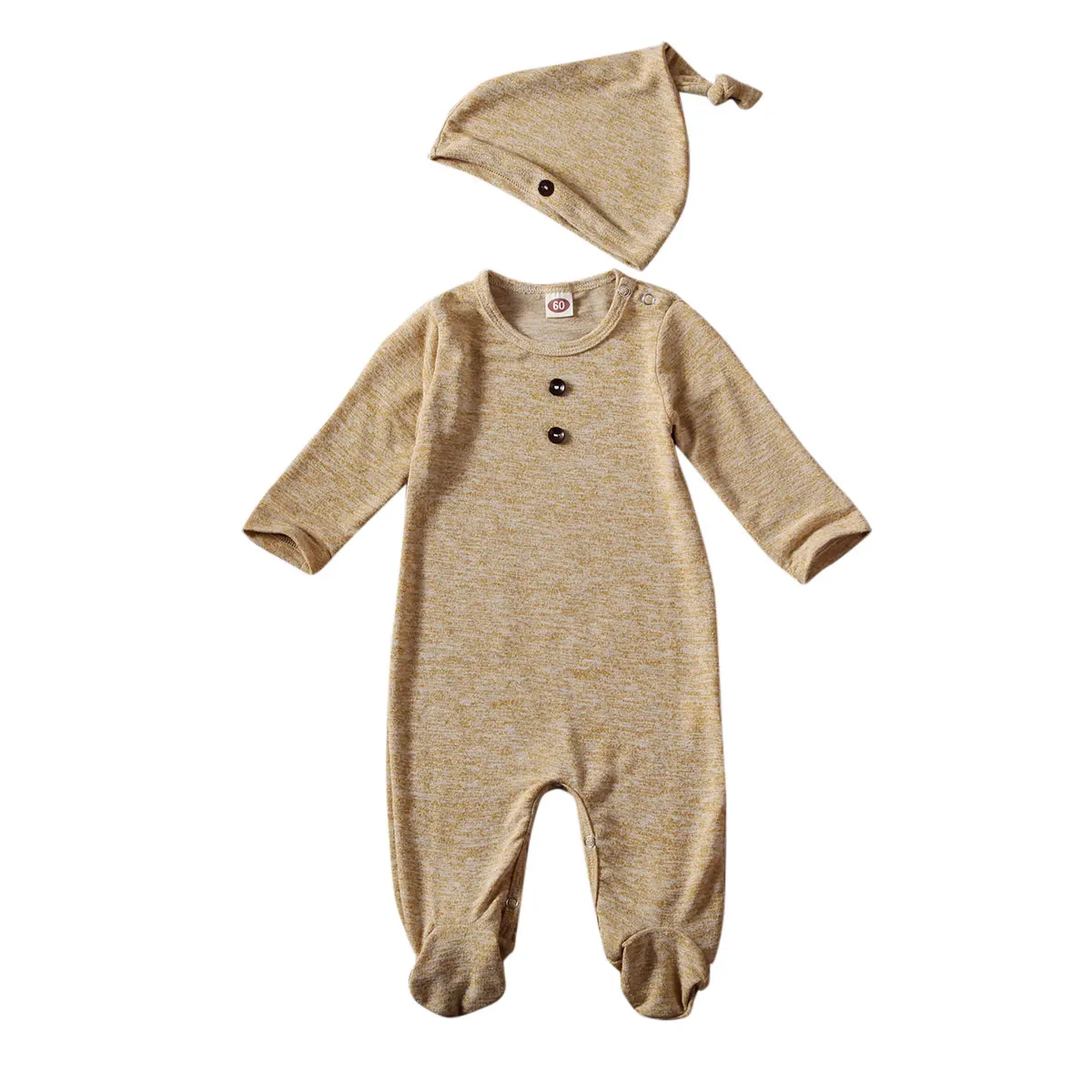 Emmababy комплект из 2 предметов для новорожденных мальчиков и девочек, хлопковый однотонный комбинезон шапка с длинными рукавами, комплект одежды