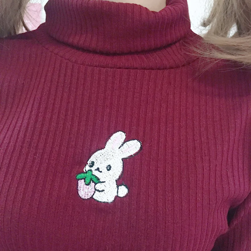 Новинка Осенний Повседневный женский свитер пуловер kawaii Bunny тянущийся Топ очень