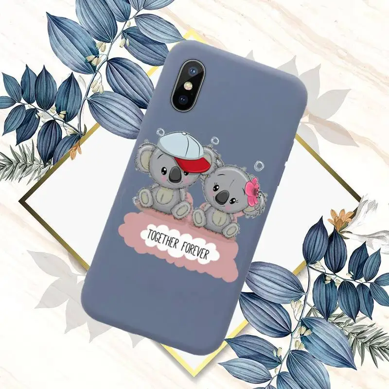 

cute koala bear Animal cartoon Phone Case Candy Color for iPhone 6 7 8 11 12 s mini pro X XS XR MAX Plus