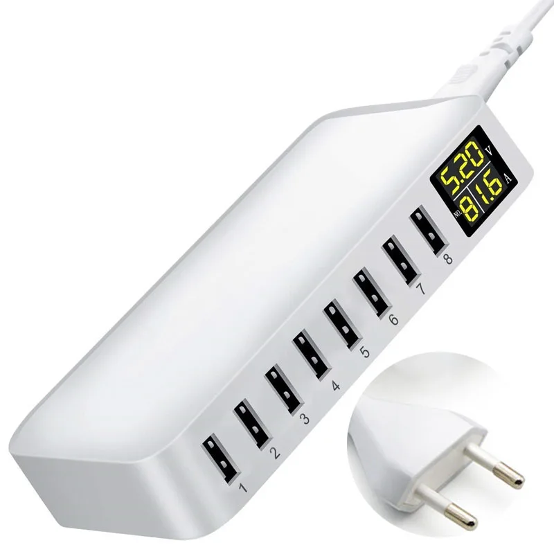 Зарядное устройство с 8 портами USB светодиодный дисплей зарядка в режиме