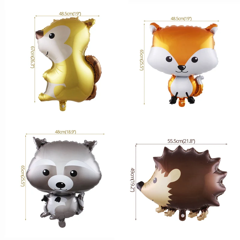 4pcs balloon 1 шт. с днем рождения Джунгли животных торт Топпер День рождения украшения Дети кекс топперы джунгли вечерние 1 день рождения - Цвет: 4pcs balloon