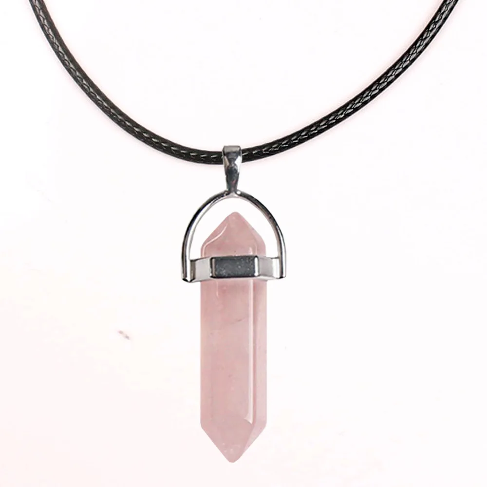 Подвеска в виде шестиугольной колонны из натурального камня|Ожерелья с