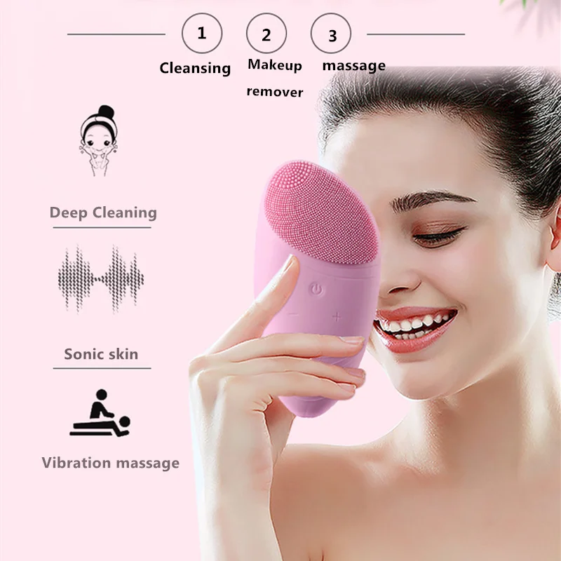 Электрическая силиконовая щетка для чистки лица глубокого очищения пор