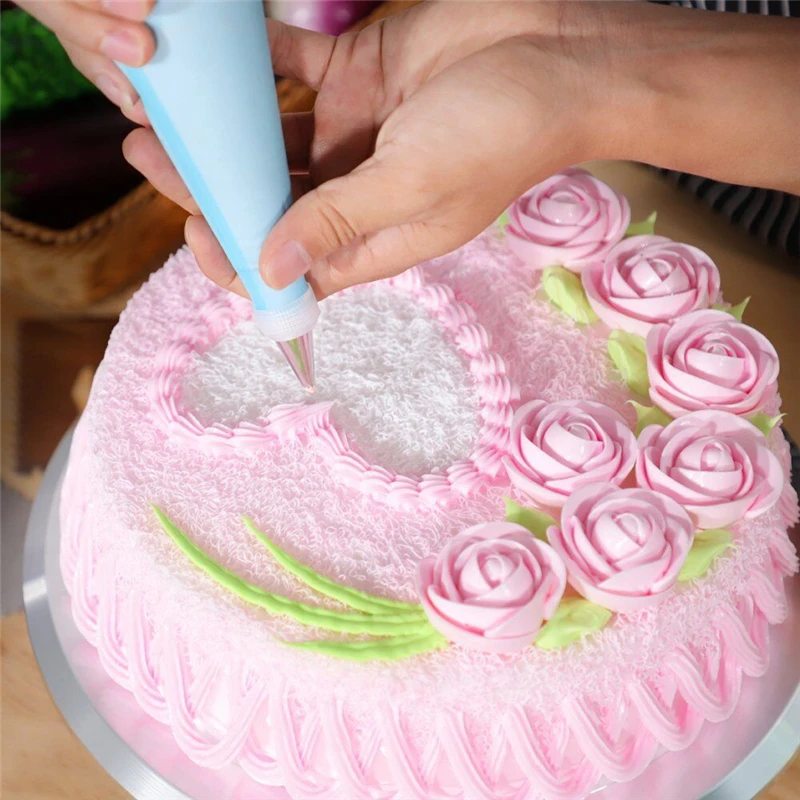 

Aomily 73pcs/Set Cake Nozzle Turntable 48 Styles Nozzles TPU Pastry Bag Pen Cake Spatula Dessert Maker Cream Fondant Baking Tool