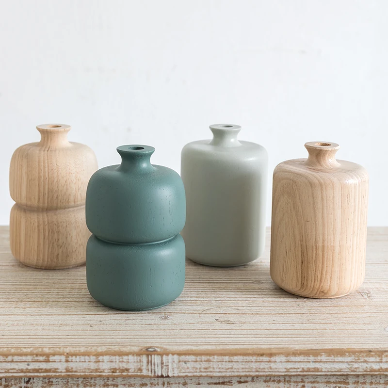Скандинавская деревянная ваза Morandi цветные растения маленькие цветы подставка