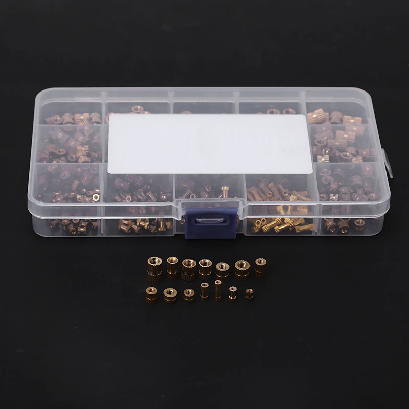 

HLZS-370Pcs M2 M3 M4 M5 Female Thread Knurled Brass Threaded Insert Embedment Nut Assortment Kit for 3D Printing