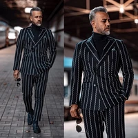 2020 striped peaked lapel wedding suits evening party prom custom made slim fit casual 2 pieces best man tuxedos