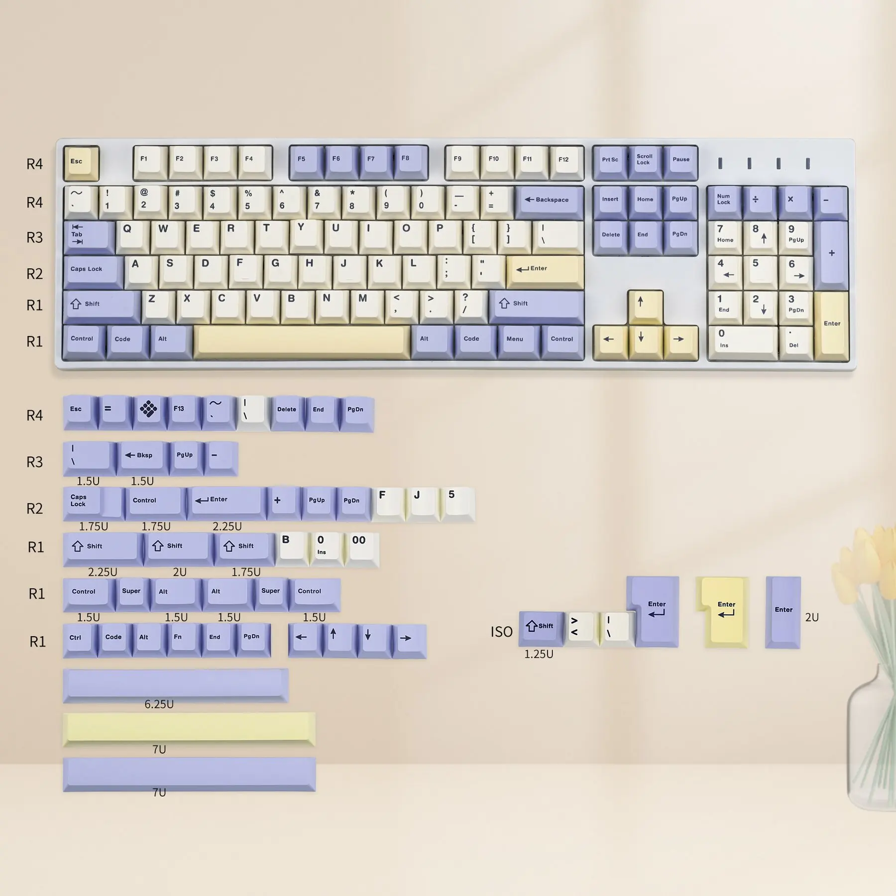 

Набор клавиш EnjoyPBT с простым окрашиванием на 157 клавиш с подставкой в виде вишневого профиля для механической клавиатуры MX 61/63/67/68/84/87/104 Раскл...
