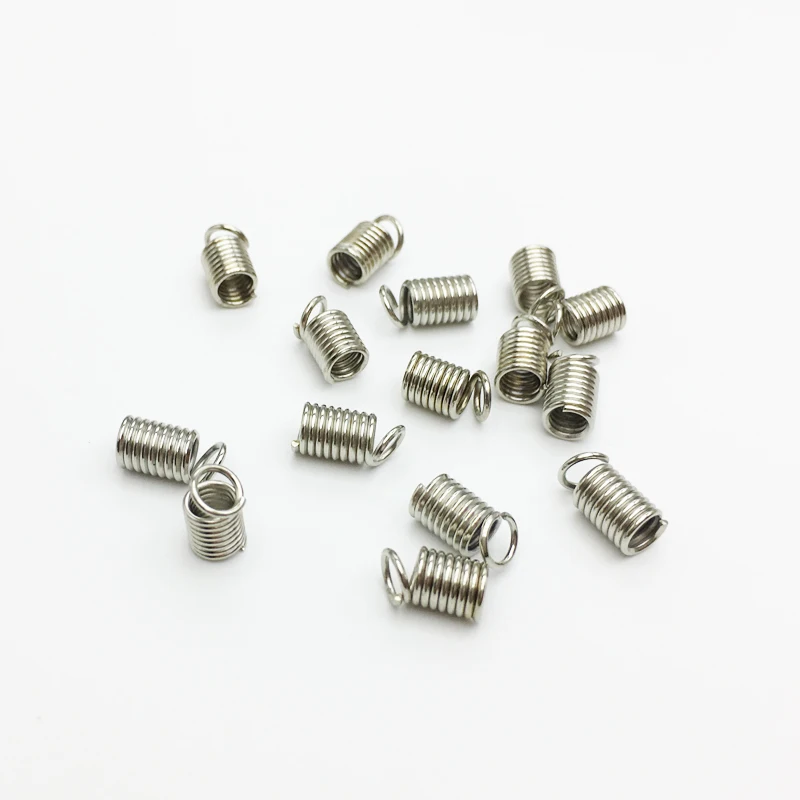 100 компл./лот конец застежки шапки застежками 3/4/5 мм кожаный шнур серебро Цвет