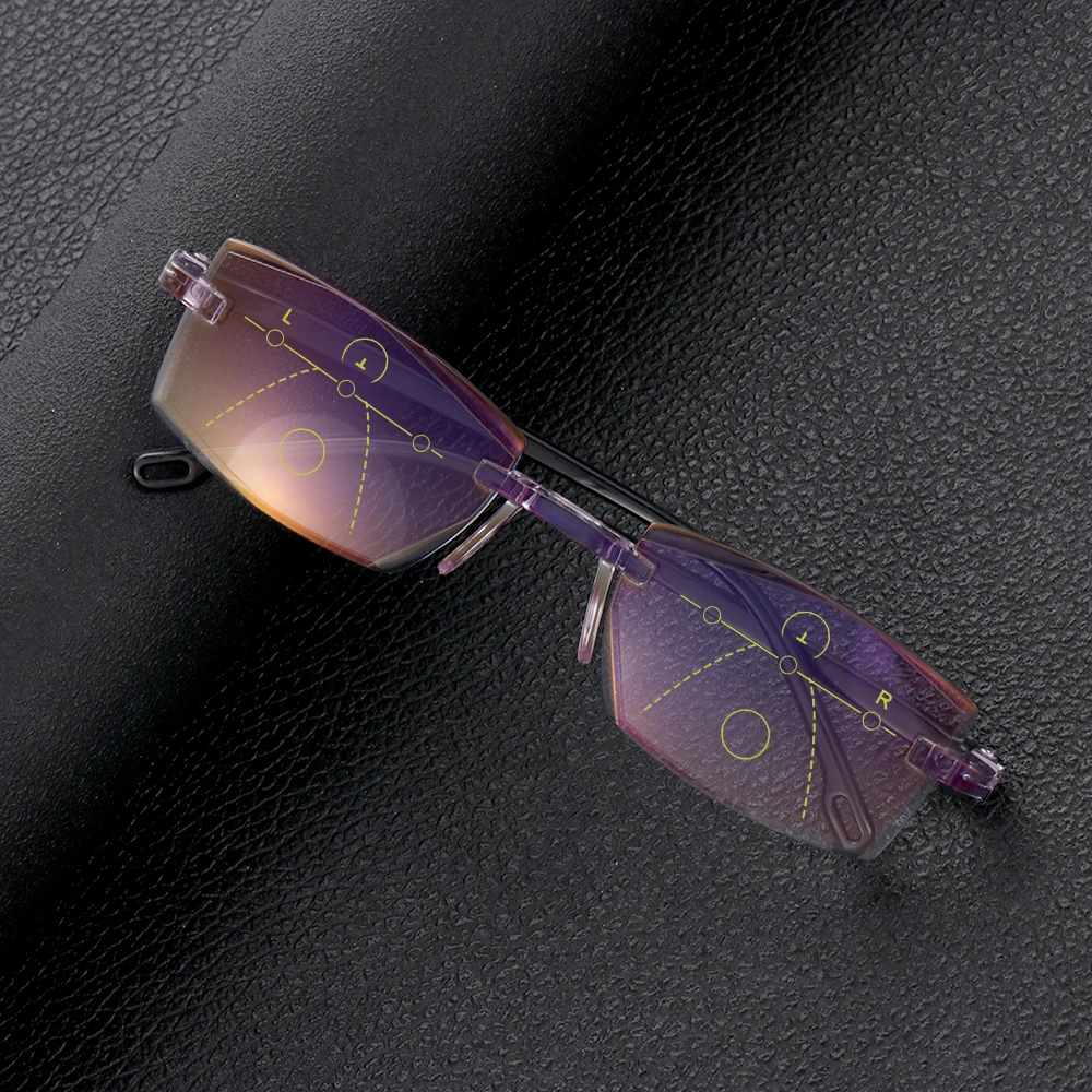 Унисекс Ультра светильник очки без оправы с бриллиантами прогрессивные