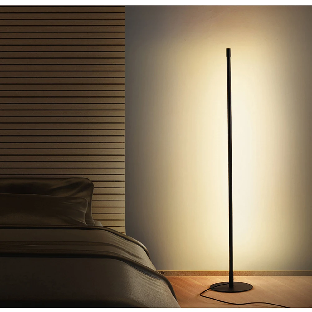

Nordic LED Vertical Strip Round Stick Floor Lights Postmodern Bedroom Art Decor Living Room Atmospheric Floor Lamp Light Fixture