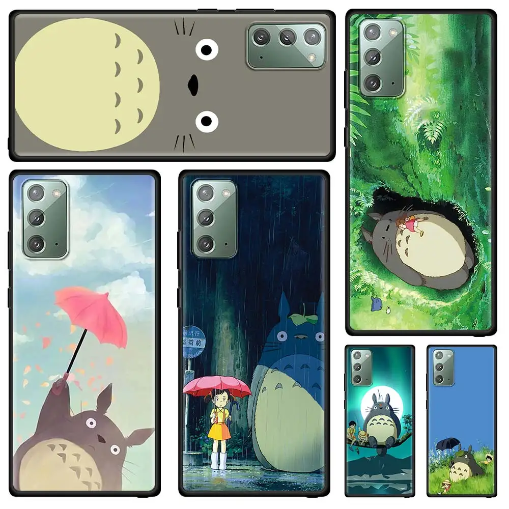 

Studio Ghibli Totoro Silicone Phone Case for Samsung Galaxy Note 20 Ultra 10 Lite 10Plus 9 8 A51 A21s A71 A31 Black Soft Cover