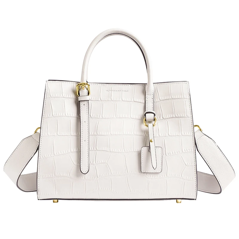 

WOONAM Women Fashion Handbag Top Hide Genuine Calf Leather Alligator Patterned Shopper Tote Bag WB1167