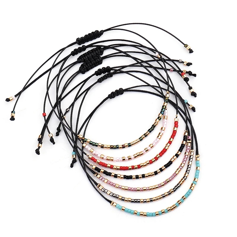

Handmade Bijoux MIYUKI Seed Bead Bracelet Popular Love Lucky Bracelets & Bangles For Women Men Wax Thread Bracelets