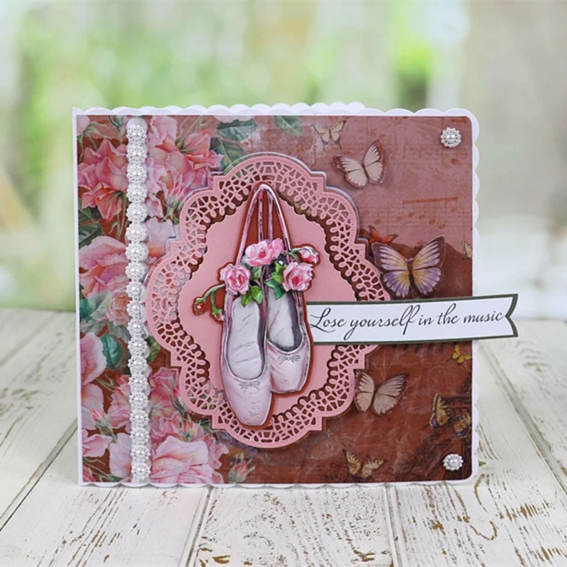 

Ballet Shoes Flowers Cutting Dies Scrapbook Dariy Decoration Stencil Embossing Template DIY Greeting Card Handmade