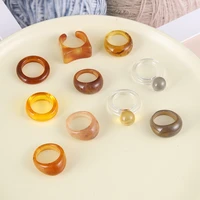 brown resin ring collection coffee yellow amber color open chunky acrylic rings for women girl party jewelry