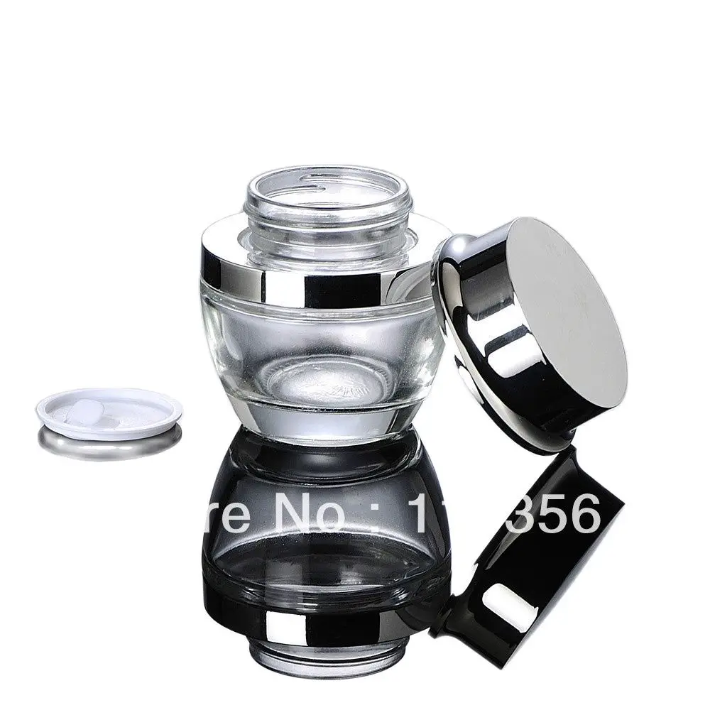 50 г прозрачная стеклянная банка для крема с серебряной крышкой косметической