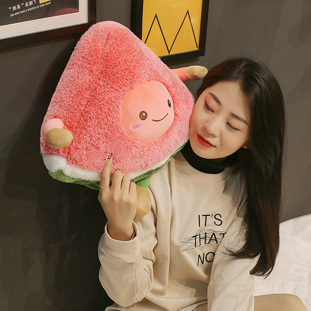 Stuffed Fruit Style Dolls Cherry Pineapple Watermelon Plush Toys with 3D Smiling Faces Birthday Gifts for Kids Room Decoration | Игрушки и