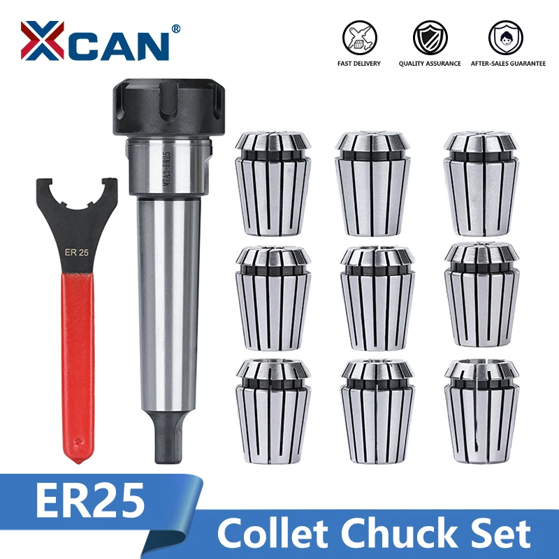 

XCAN Spring Collet ER25 Collet Chuck 3-16mm with UM Type ER Nut Wrench and MTA3 Morse Taper CNC Lathe Milling Cutter Holder
