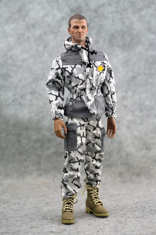

Snow hooded camouflage Coat+pants model For 1/6 male Figure Doll Toy