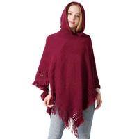 jtvovo 2021 new winter knitted hooded shawl selendang hangat berlubang wanita poncho scarves palestine ponchos pareos wrap cape