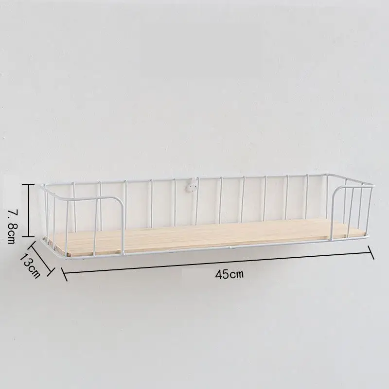 

Homelily Nordic Style Wooden Iron Shelf Wall Hanging Home Decoration Modern Simple Storage Wall Shelves Decorative