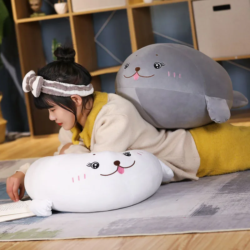 

New Arrive 40-80CM Soft Smiling Squishy Seal Plush Toys Stuffed Sea Lion Ultra Cartoon Ocean Animal Children Girl Friend Gift