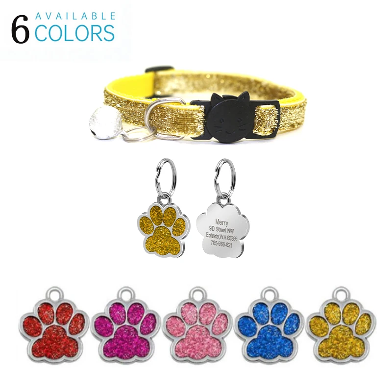 

Color Cat Collar With Bells Adjustable Buckle Identity Tag Cat Pet Supplies Small Dog Accessories Collar Perro