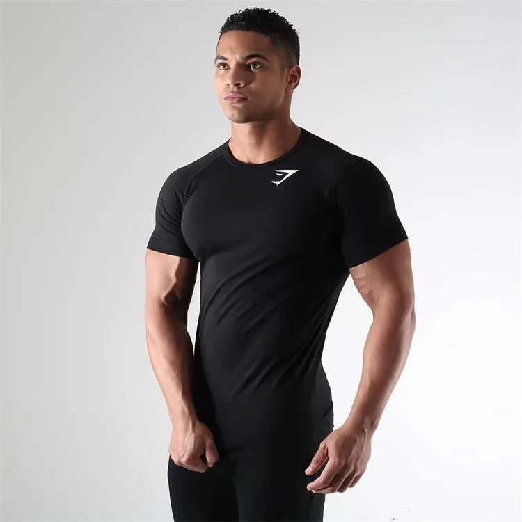 

Fitness short-sleeved T-shirt muscle shark brothers men's tights large size sports training suit high elastic quick-drying top