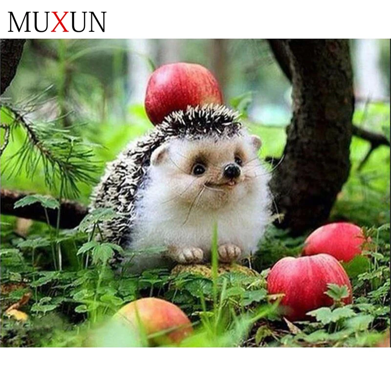 Diy Алмазная вышивка лес Ежик корзина гриб Картина Вышивка крестом квадратное