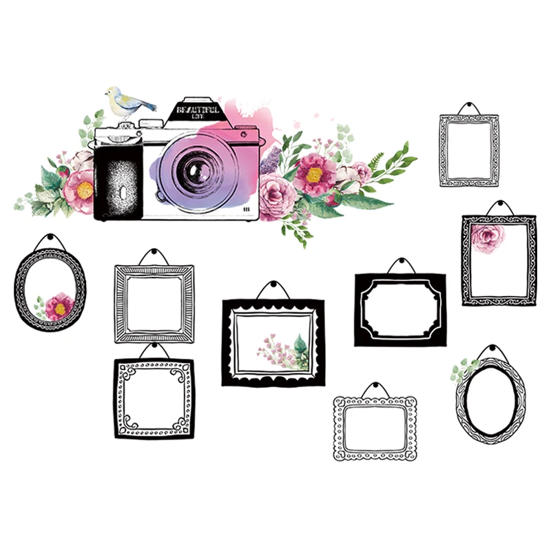 

Cartoon Wall Stickers Hand Painted Travel Picture Frame Bedroom Living Room Sofa Background Decoration Mural Creative Photo Wall