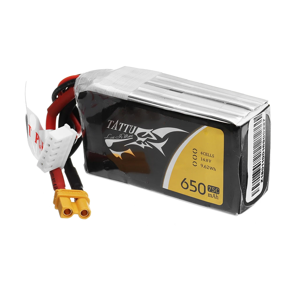 4 шт. Gens Tattu 14 8 V 650mAh 75C 4S1P Lipo батарея с разъемом XT30 для RC FPV Quadcopter Airplane Helicopter Drone |