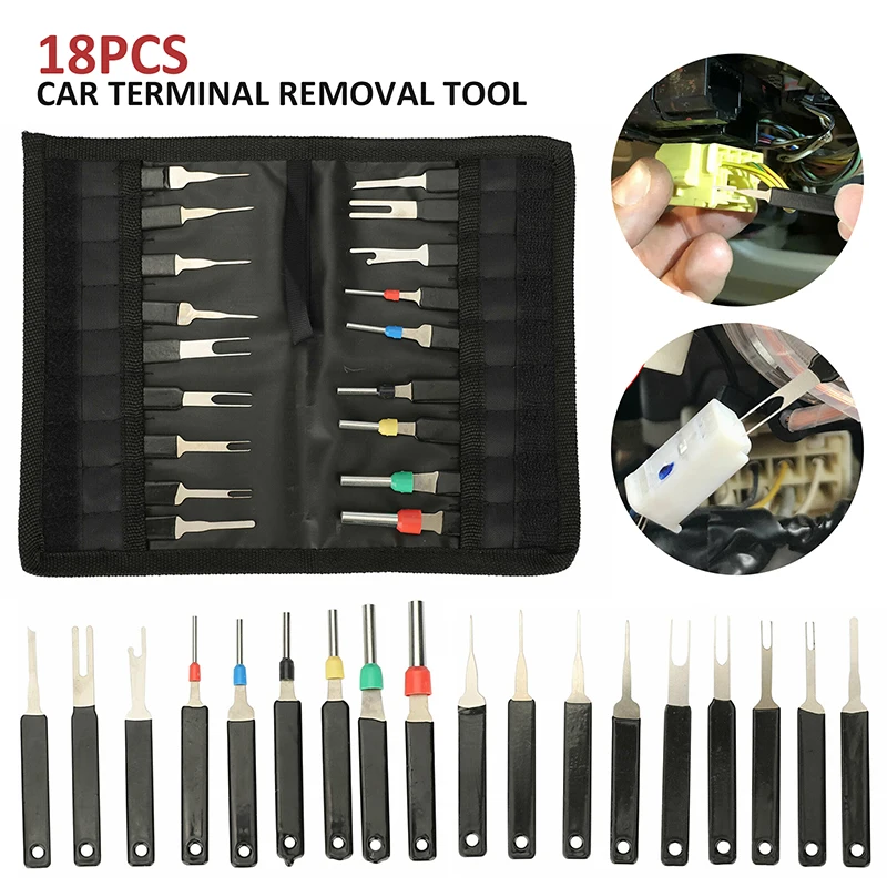 18pcs/lot Car Electrical Wiring Crimp Connector Pin Extractor Kit Terminal Removal Tools Professional Automobile Repair Tool