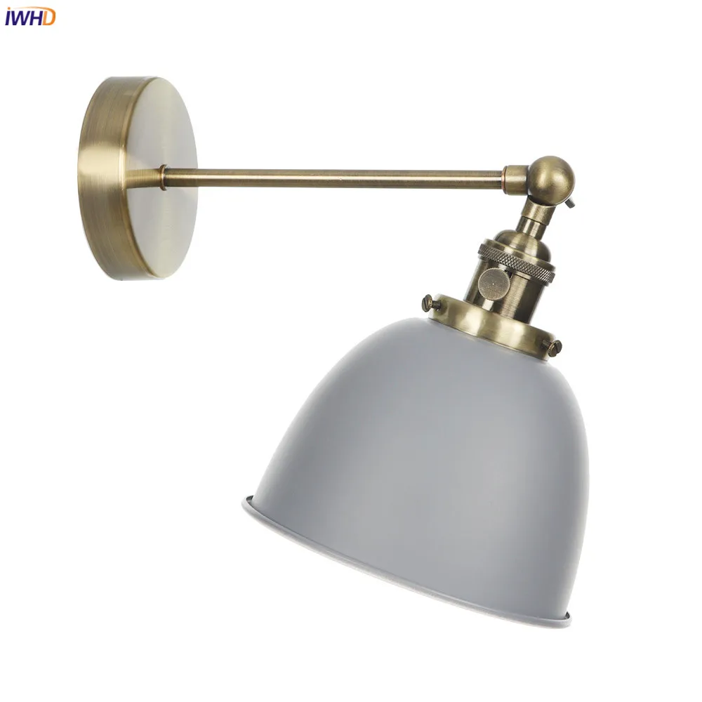 IWHD серый металлический Ретро светодиодный настенный светильник для спальни