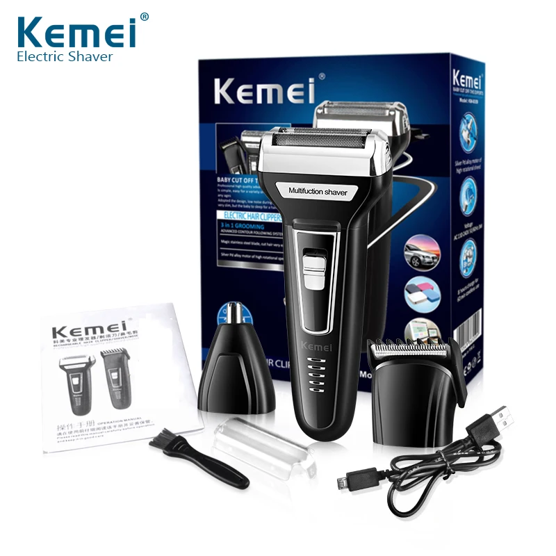 

Kemei 3 in 1Electric Razor Shaving Machines Nose Trimmer Hair Clipper Barber Trimmer Beard Male Razor Men's Shaver Clippers