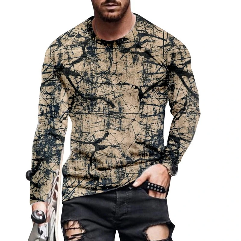 Футболка мужская с длинным рукавом и 3D-принтом свободного покроя | Мужская одежда