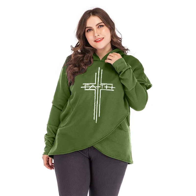 

Sale Faith Print Hoodies Sweatshirts Women Autumn Winter Warm Long Sleeve Oversized Pullovers Female Fashion Casual Hoody Tops