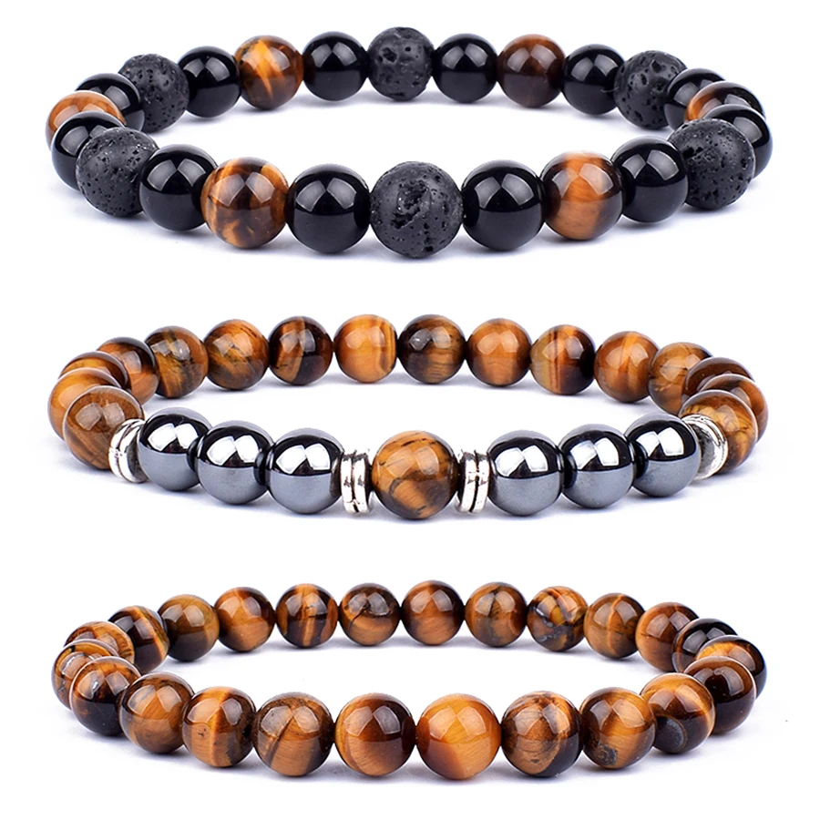 

Hematite Tiger's Eye Bracelets Men Tiger Eye & Hematite Charm Bracelets for Women Natural Energy Stone Bracelet Yoga Jewelry